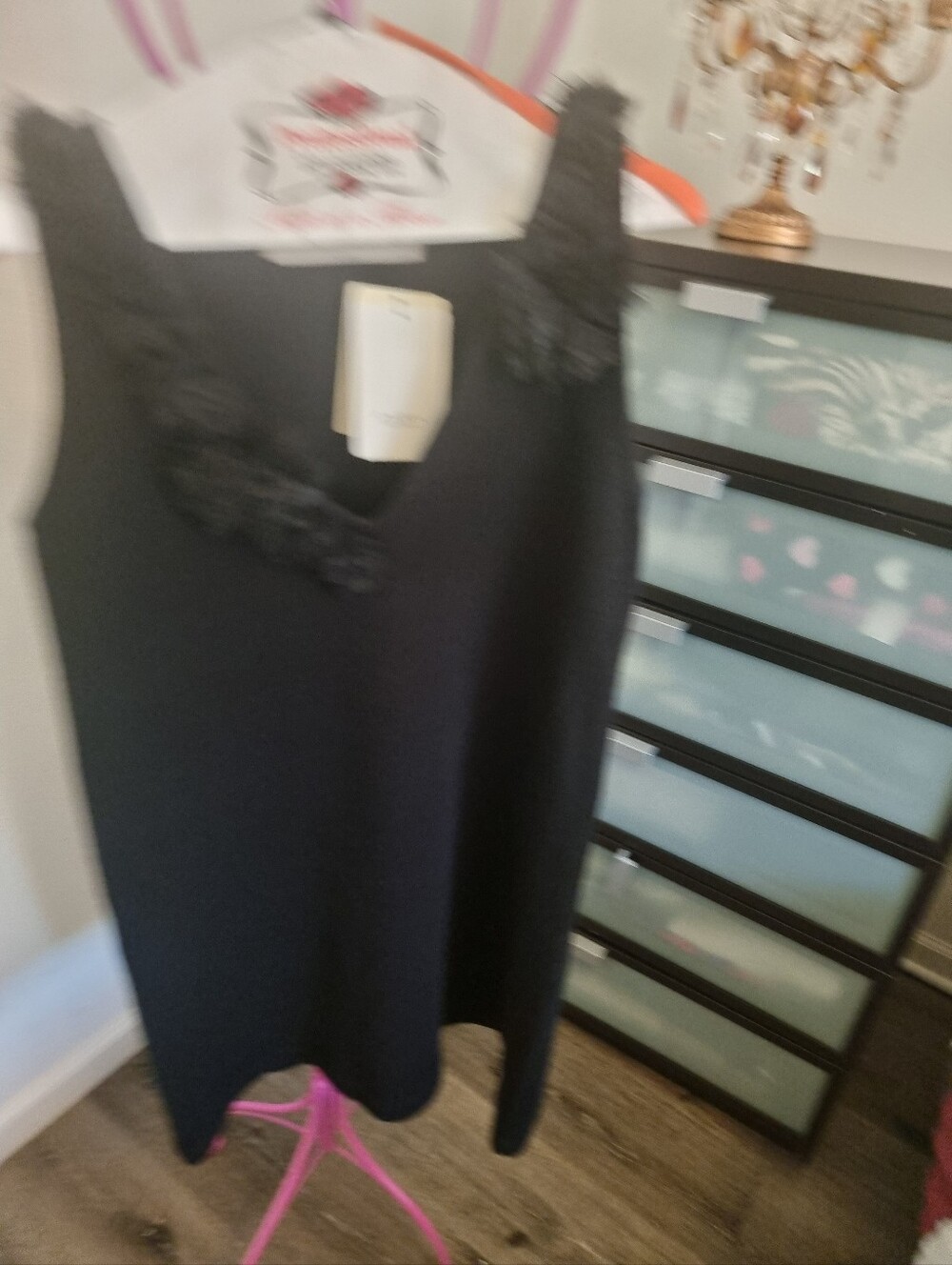 Zara Black Lace-Trim Chemise Slip